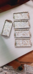 Bandeja de Servicio Blanca para Cocina y Baño, Diseño Geométrico de Mosaico Verde, Incrustaciones de Nácar, para Decoración de Sala de Estar - Product Image 6