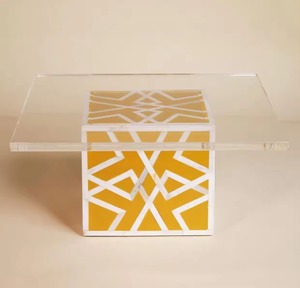 Soportes de exhibición de Pedestal para pasteles con incrustaciones de madreperla con soporte de pastel de cristal acrílico transparente boda para mesa de postres - Product Image 5