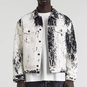 Veste en jean pour adulte, nouvelle collection 2025, tendance, personnalisable, vente en gros, toile respirante, séchage rapide, style urbain, unie, déchirée, hiver, devant - Product Image 2