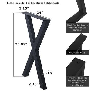 Pieds de table en métal robustes en forme de X, base en acier pour bricolage, table à manger, table basse, quincaillerie de mobilier industriel - Product Image 3