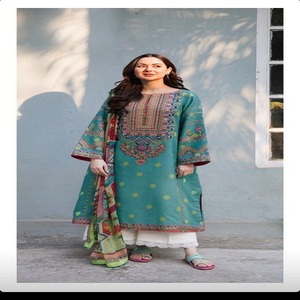 Robe Salwar Kameez pour filles, style Plazzo, en lin épais, avec broderie et travail de sequins, style indien pakistanais - Product Image 2