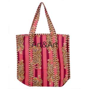 Sac fourre-tout pour femme en coton matelassé à imprimé animal, style bohème d'été, avec deux anses, pour voyage, plage, shopping, cadeau - Product Image 6