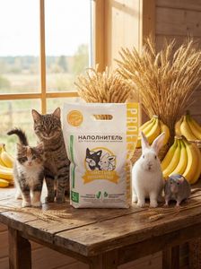 Litière pour chat Clean Fluffy Wheat au parfum banane – Granulés agglomérants naturels pour chats, rongeurs et lapins, 5L - Product Image 1