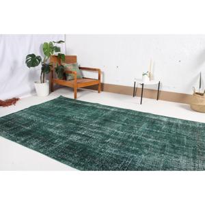 Alfombra Vintage de 4.8x8.1 pies, Alfombra Turca, Alfombra de Lana Verde y Blanca con Diseño Ombré - Product Image 3