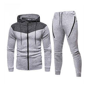 Conjunto de chándal atlético con chaqueta de manga larga con cremallera y pantalones de Jogger Traje de entrenamiento de gimnasio de dos piezas - Product Image 4
