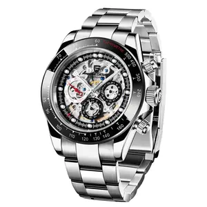 PAGANI นาฬิกาข้อมือมัลติฟังก์ชันสำหรับผู้ชาย,นาฬิกากลไกอัตโนมัติตัวเรือนสแตนเลส1653ดีไซน์สวยหรู