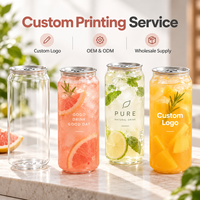 Fournisseur d'usine : Nouvelles canettes portables en PET avec couvercle en aluminium, transparentes, pour boissons gazeuses, bubble tea et café