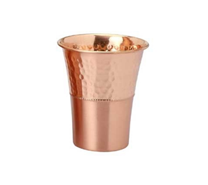 Pure copper drinking <b>glass</b> handcrafted with hammered texture and traditional finish for Ayurvedic water <b>storage</b> by Oretrove - Product Image 3
