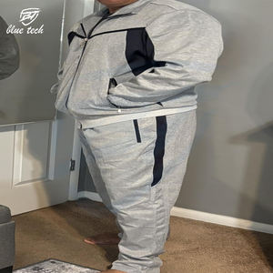 Haute qualité respirant hiver décontracté solide polaire hommes survêtements deux pièces athlétique cordon vêtements de sport - Product Image 3