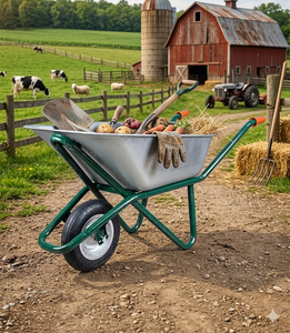 Professional 100L Galvanized Metal <b>Wheelbarrow</b> Heavy Duty Pneumatic Wheel Unassembled Kit Durable for Farm Use - Product Image 3
