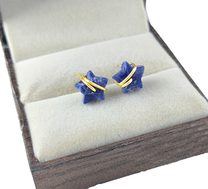 Sodalite Star Shape <b>Stud</b> Earring 925 Sterling <b>Silver</b> <b>Stud</b> Wire Wrapped Gemstone Tiny <b>Stud</b> Earring for Jewelry Making - Product Image 5