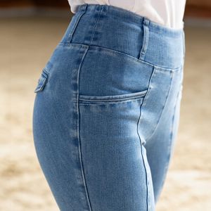 Mallas de montar de mezclilla para mujer, pantalones de fabricación personalizada, ropa ecuestre de ajuste Premium, mallas para montar a caballo - Product Image 5