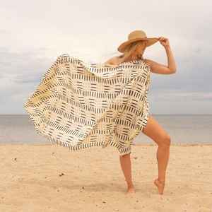 Boho Tribal Geometric Cotton Sarong Hand Printed Beach Cover Up <b>Scarf</b> - Product Image 4