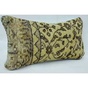 8x16 Inch Gold Kantha <b>Pillow</b> with Vintage Leopard Print Woven Decorative Accent Wool Material - Product Image 2