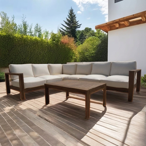 Ensemble de canapé modulaire en teck moderne et confortable pour une utilisation en extérieur sur la terrasse, le jardin, le bord de la piscine - Product Image 4
