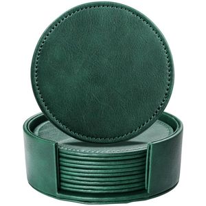 Sous-verres en cuir design de luxe lot de 4 avec support idéal pour table à manger intérieur décoratif hôtel et restaurants prix bon marché - Product Image 5