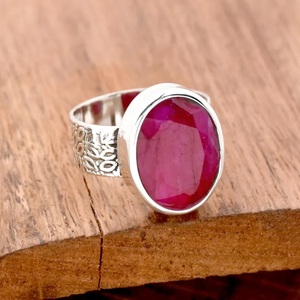 แหวนทับทิม925แหวนเงินรูปไข่แหวนของขวัญ - Product Image 1