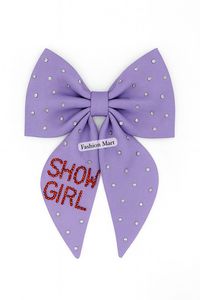 Custom Glitter Rhinestone <b>Bow</b> Clip SHOW GIRL Handmade Beaded <b>Hair</b> Accessory <b>for</b> Performance Wear - Product Image 4