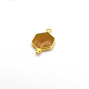Yellow Chalcedony Bezel Charm 925 Sterling Silver Gemstone <b>Pendant</b> Hexagon Gold Vermeil Single <b>Bail</b> Stylish Jewelry Gift for Her - Product Image 5