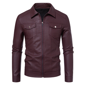 Chaqueta de moto Vintage de cuero genuino para hombre, abrigo corto de piel de oveja con cuello informal para primavera y otoño, teñido liso para hombre - Product Image 5