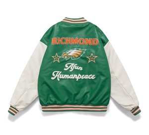 Chaqueta Bomber Varsity verde para hombre Patchwork Letterman estilo béisbol Retro College prendas de vestir exteriores Streetwear - Product Image 2