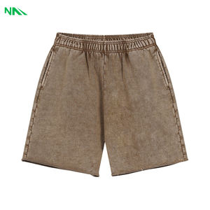 Pantalones cortos ácidos lavados de peso pesado personalizados para hombre, algodón/poliéster, ropa informal desgastada Vintage sólida, para correr, cintura alta - Product Image 3