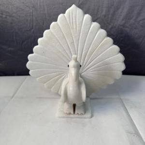 Exhibición de pavo real de mármol italiano blanco Premium, Art Deco elegante para decoración del hogar, mesa de acento, exhibición de oficina, artículo de regalo de lujo - Product Image 5