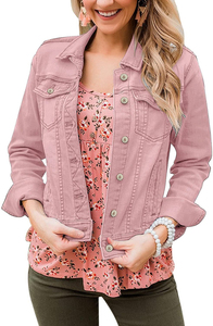 Chaqueta vaquera azul, abrigo de mujer a medida de alta calidad, Chaqueta corta informal a la moda para mujer, Tops cortos de mezclilla hechos a medida - Product Image 4