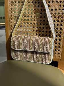 Bolso con cuentas multicolor con asa, bolso de mano, bolso de mano informal, artesanía india, hecho a mano, bolso Baguette, - Product Image 2