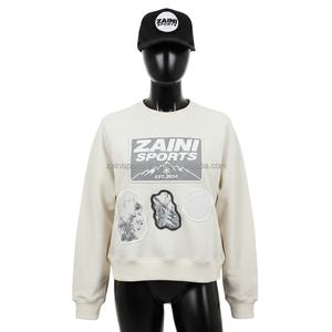 Sweat-shirt à capuche en molleton de coton et polyester 300GSM pour femmes, panneaux personnalisés, broderie de logo, impression de patch, sweat-shirts respirants pour femmes - Product Image 1