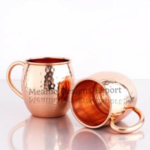 Juego Premium de 2 tazas de mula de Moscú, elegantes manijas redondeadas clásicas de cobre martillado, vasos de cobre puro para disfrutar de tus bebidas - Product Image 6