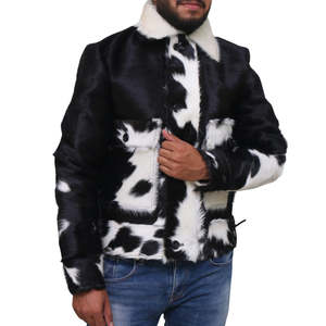 Chaqueta de pelo de vaca de invierno para hombre de diseño superior con cuello levantado manga completa 100% cuero de alta calidad personalizable precio razonable - Product Image 1