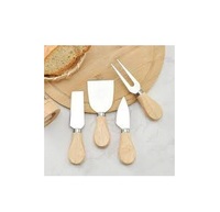 Juego de cortadores de cuchillos, mango de madera, nuevo diseño, suministros al por mayor, cuchillo de mantequilla de acero inoxidable, Juego de 2 piezas para servidor de Pizza de Hotel
