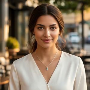 Collar con Colgante de Aguamarina, Forma de Bala Pequeña, Plata de Ley Chapada en Rodio, para Compromiso, Boda o Fiestas - Product Image 4