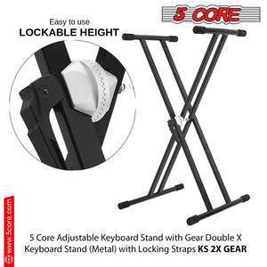 5 Core <b>Keyboard</b> & Bench Set Combo Height Adjustable Key Board Stands w Padded 2 Cushioned Musician - Product Image 3