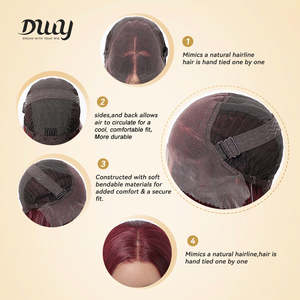 Seraphine-DWY 28-Inch Silky Straight Burgundy Lace Front <b>Wig</b> 13x6 Free Part with Transparent Lace - Product Image 5
