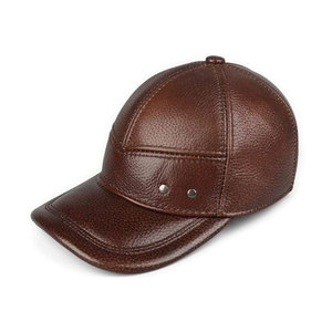 Casquette en cuir de vache véritable de fabricant professionnel de meilleure qualité/casquette en cuir léger de conception OEM personnalisée - Product Image 1