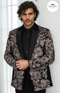 <b>Men's</b> Suit Embroidery Floral Pattern <b>Jacket</b> Dinner Party Performance Wear Stage Blazer Handmade Tuxedo for Wedding Groom Party - Product Image 5