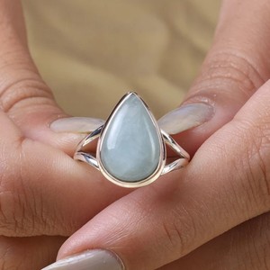 Handmade Solid 925 Sterling Silver Aquamarine <b>Ring</b> Bezel Setting Inlay Classic Party Jewelry Anniversary Gift for <b>Girls</b> - Product Image 4