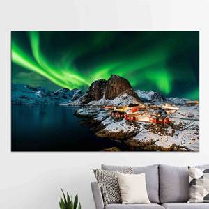 Elegante arte en lienzo de las auroras boreales: impresión de paisaje del cielo colorido, lienzo envuelto - Product Image 1