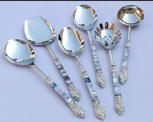 Juego de cubiertos de acero inoxidable de 5 piezas con mango de aspecto de bambú forjado a mano, cubiertos para boda, cocina, cena, uso de vajilla - Product Image 2