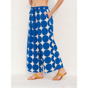 Women's High-Waisted Wide-Leg Flare Palazzo Pants-Breathable Wrinkled Cotton Casual <b>Trousers</b> - Product Image 4