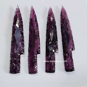 Cuchillo de Vidrio de Ónix Azul de 5 Pulgadas, Cuchillo de Piedra de Vidrio con Punta de Flecha Tallada a Mano, Cuchillo de Piedra Semipreciosa para Caza - Product Image 5