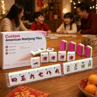 Tuiles de Mahjong américaines en acrylique à 3 couches, sous licence originale, couleur rose rouge, modernes, luxueuses, durables, écologiques, résistantes à l'eau, non toxiques