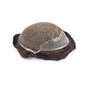 Peluca de Cabello Humano Remy Indio Personalizada de Fábrica de Bangladesh para Hombres, Ondulado Natural, 8/20 Pulgadas, Sistema de Cabello Mono Transpirable - Product Image 1