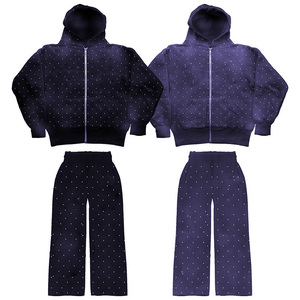 Nouvel Arrivage Survêtements Homme Vintage Hiver avec Fermeture Éclair, 100% Coton Molletonné, Effet Délavé à l'Acide, Décoration de Pierres en Strass et Sérigraphie Personnalisée, Séchage Rapide - Product Image 4