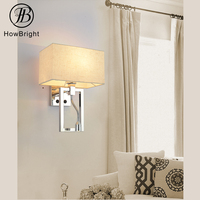 Applique murale moderne en chrome avec abat-jour en tissu, lampe de lecture à col de cygne réglable, lumière LED chaude 3200K, culot E27 pour la décoration de la chambre