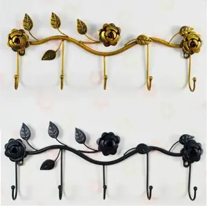 Wall Hooks For Home Decoration high quality metal Finished Rose Flower Design made beautiful Clothing Hooks