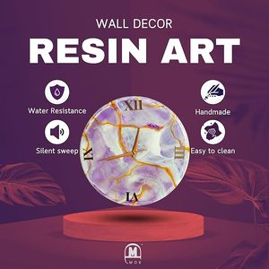 Horloge de maison de luxe, faite à la main en résine, thème océan, moderne, étanche, surdimensionnée, veilleuse, décoration de mariage, décoration de salle à manger - Product Image 2