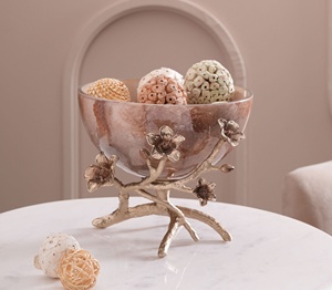 Bol ovale en métal martelé avec poignées florales argentées Plat de service et de centre de table décoratif - Product Image 6